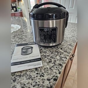 Aroma 8-Cup (Cooked) Rice & Grain Cooker, Steamer, New Bonded Granite Coating